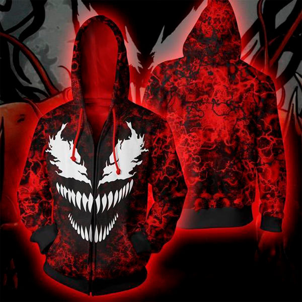 Popular Marvel movie venom 3D Printed Hoodies Men Women Spiderman Hooded Sweatshirts hip hop Zipper Pocket Jackets | Vimost Shop.