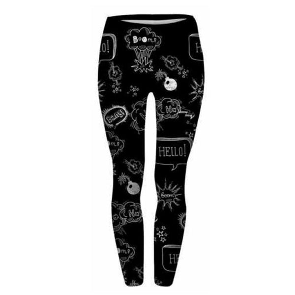 Womens Fashion Elasticity Yes and No Printed Slim Fit Legging Workout Trousers Casual Pants Leggings | Vimost Shop.