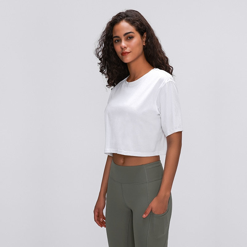 Lightweight Cotton Running Workout Crop Top Women | Vimost Shop.