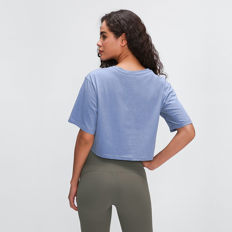 Lightweight Cotton Running Workout Crop Top Women | Vimost Shop.