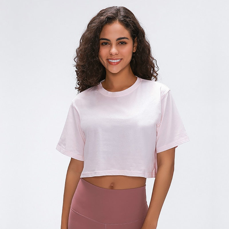 Lightweight Cotton Running Workout Crop Top Women | Vimost Shop.