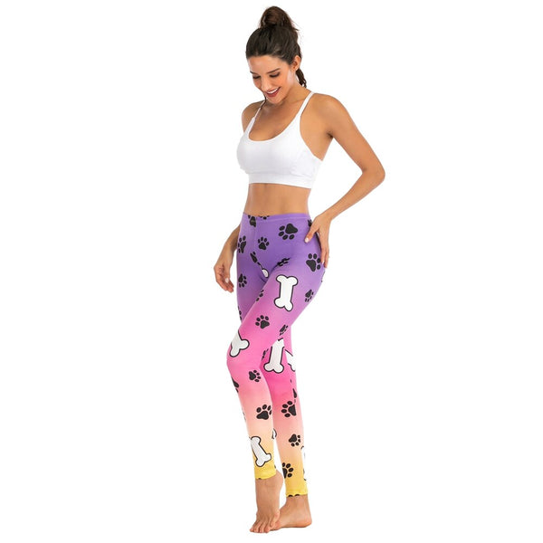 Women Fashion Legging Dog Purple Ombre Gradient Color Printing leggins Slim legins High Waist Leggings Woman Fitness Pants | Vimost Shop.
