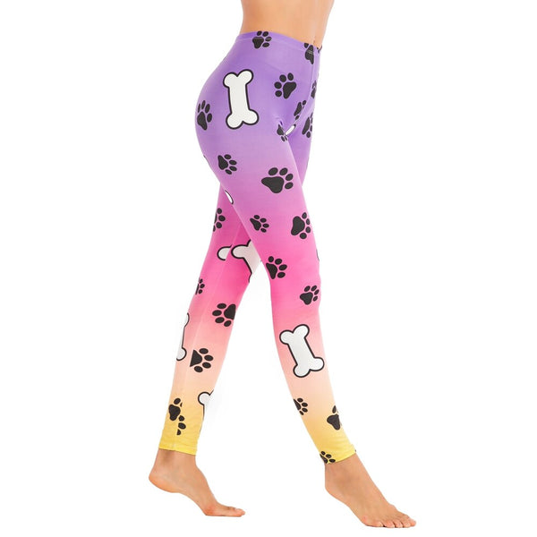 Women Fashion Legging Dog Purple Ombre Gradient Color Printing leggins Slim legins High Waist Leggings Woman Fitness Pants | Vimost Shop.