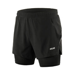 Men Running Shorts 2 in 1 Sports Shorts Quick Dry Active Training Exercise Jogging Gym Shorts With Zipper Pockets