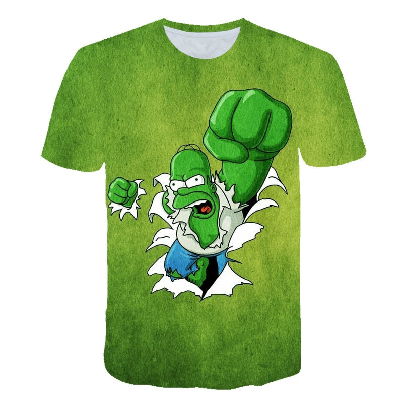 Happy family Funny Homer Simpson And his Son Wife 3D Printed Shorts Sleeve T-shirt | Vimost Shop.