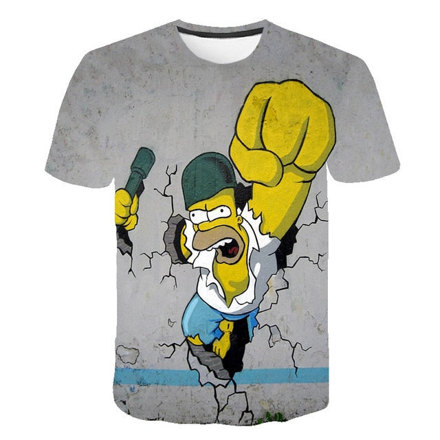 Happy family Funny Homer Simpson And his Son Wife 3D Printed Shorts Sleeve T-shirt | Vimost Shop.