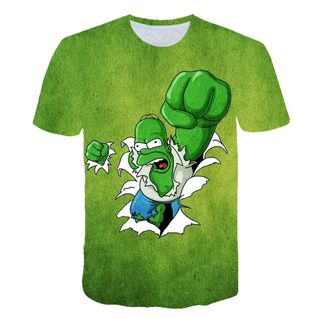 Happy family Funny Homer Simpson And his Son Wife 3D Printed Shorts Sleeve T-shirt | Vimost Shop.