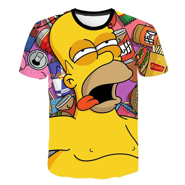Happy family Funny Homer Simpson And his Son Wife 3D Printed Shorts Sleeve T-shirt | Vimost Shop.