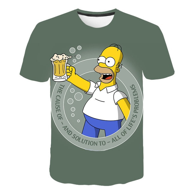 Happy family Funny Homer Simpson And his Son Wife 3D Printed Shorts Sleeve T-shirt | Vimost Shop.