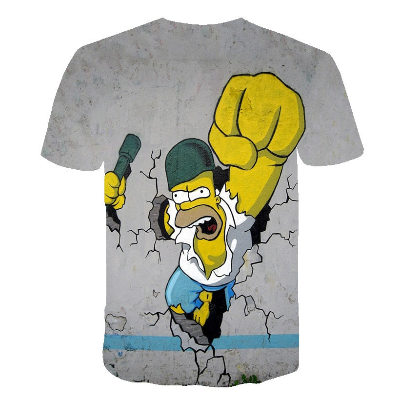 Happy family Funny Homer Simpson And his Son Wife 3D Printed Shorts Sleeve T-shirt | Vimost Shop.