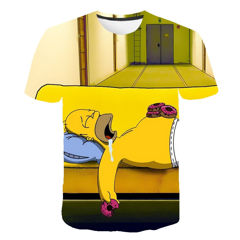 Happy family Funny Homer Simpson And his Son Wife 3D Printed Shorts Sleeve T-shirt | Vimost Shop.