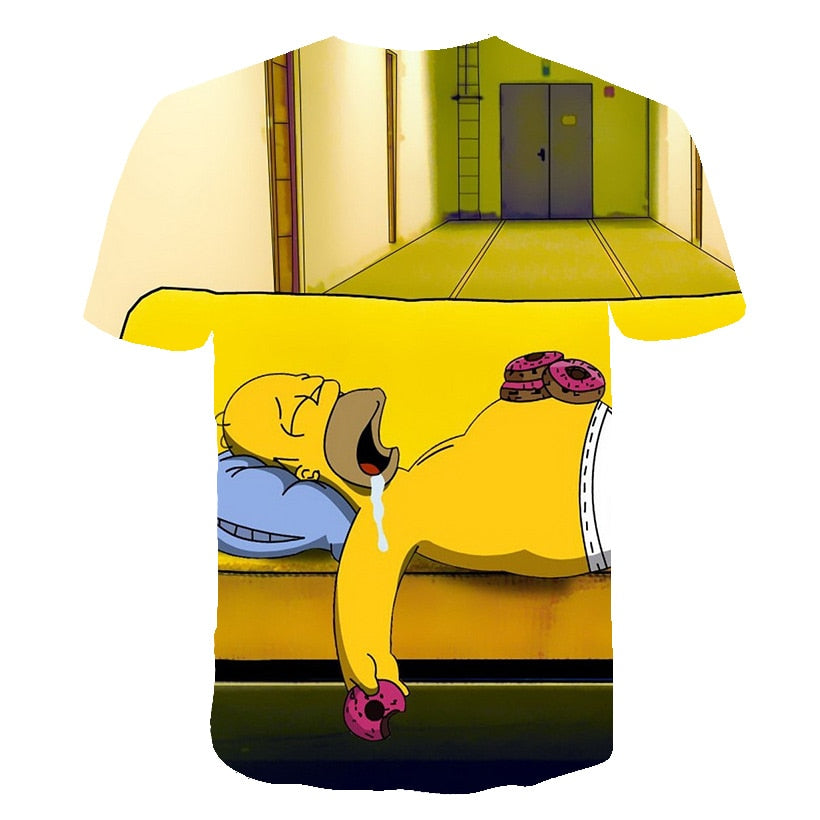 Happy family Funny Homer Simpson And his Son Wife 3D Printed Shorts Sleeve T-shirt | Vimost Shop.