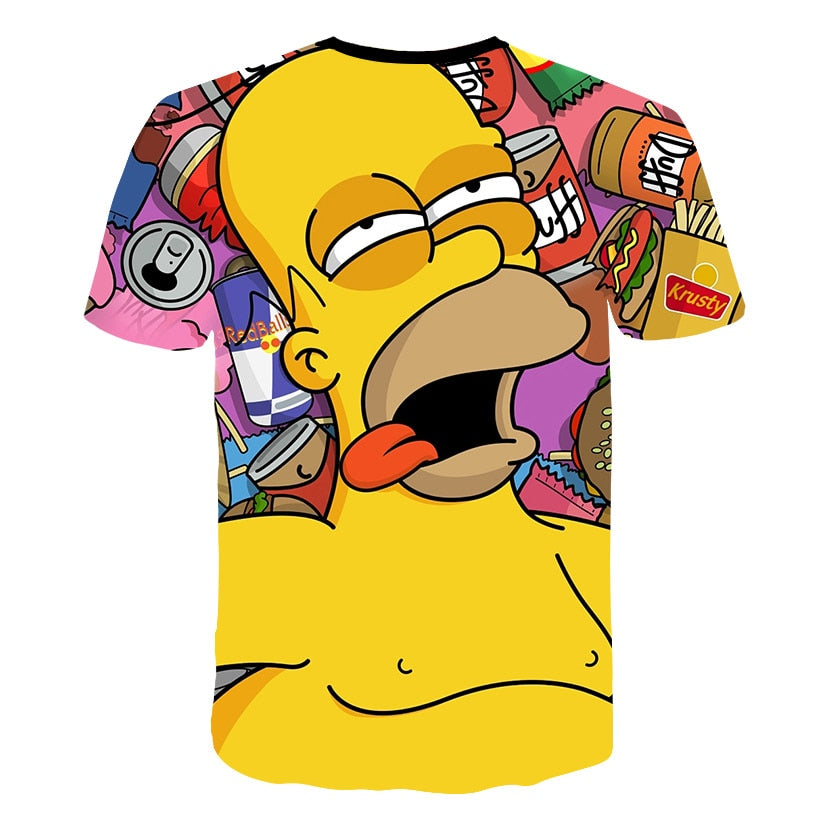 Happy family Funny Homer Simpson And his Son Wife 3D Printed Shorts Sleeve T-shirt | Vimost Shop.