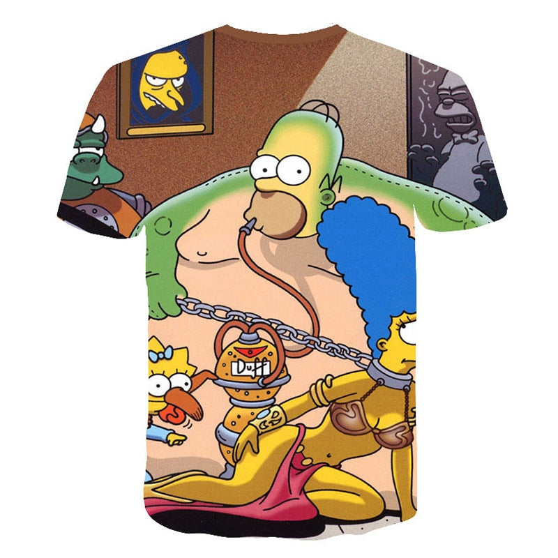 Happy family Funny Homer Simpson And his Son Wife 3D Printed Shorts Sleeve T-shirt | Vimost Shop.