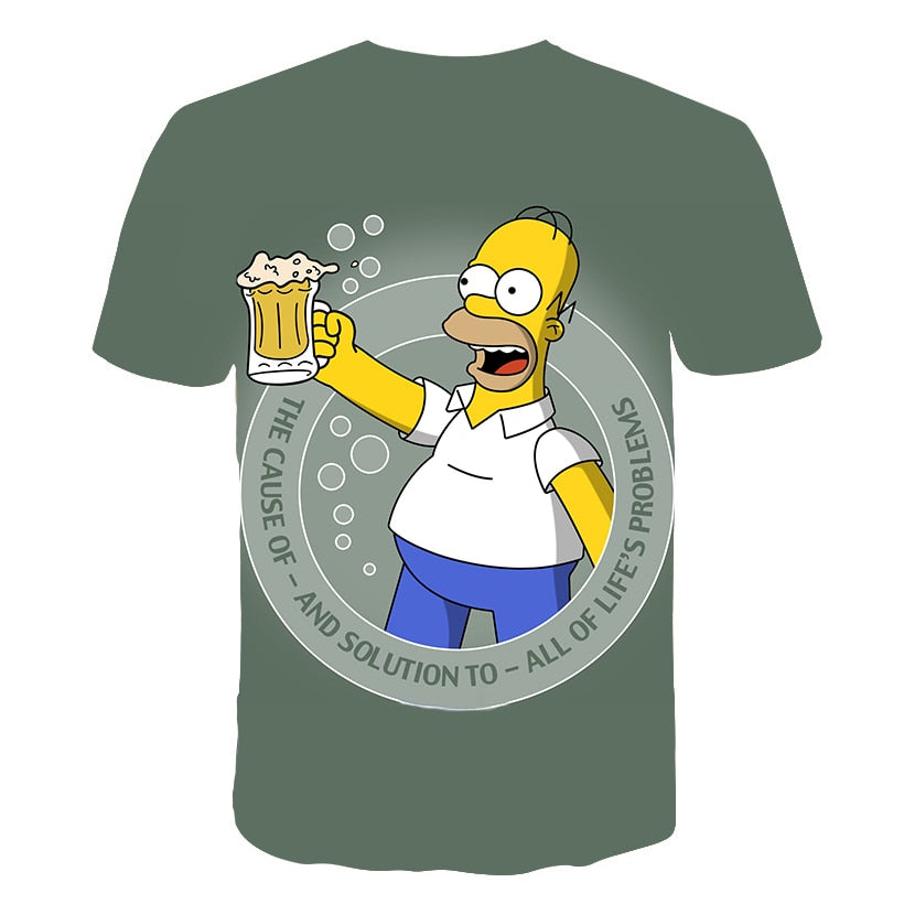 Happy family Funny Homer Simpson And his Son Wife 3D Printed Shorts Sleeve T-shirt | Vimost Shop.