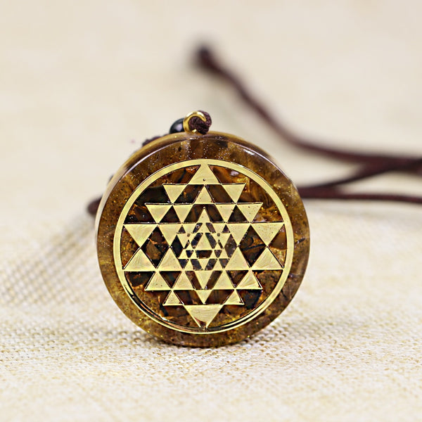 Sri Yantra Necklace Orgonite Pendant Tiger Eye Necklace Sacred Geometry Energy Healing Yoga  Jewelry | Vimost Shop.