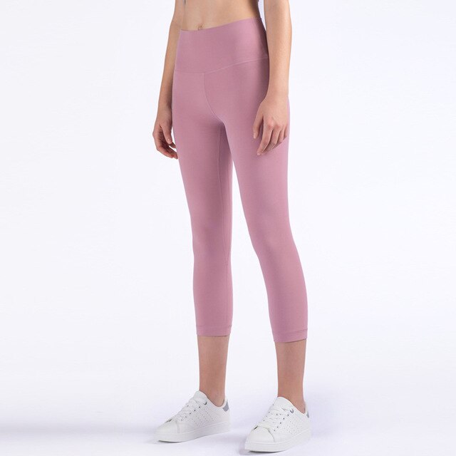 Solid Fitness Athletic Pants Women Sports Capris Yoga Leggings High Elastic Waist Solid Skinny Stretch Tights Seamless | Vimost Shop.