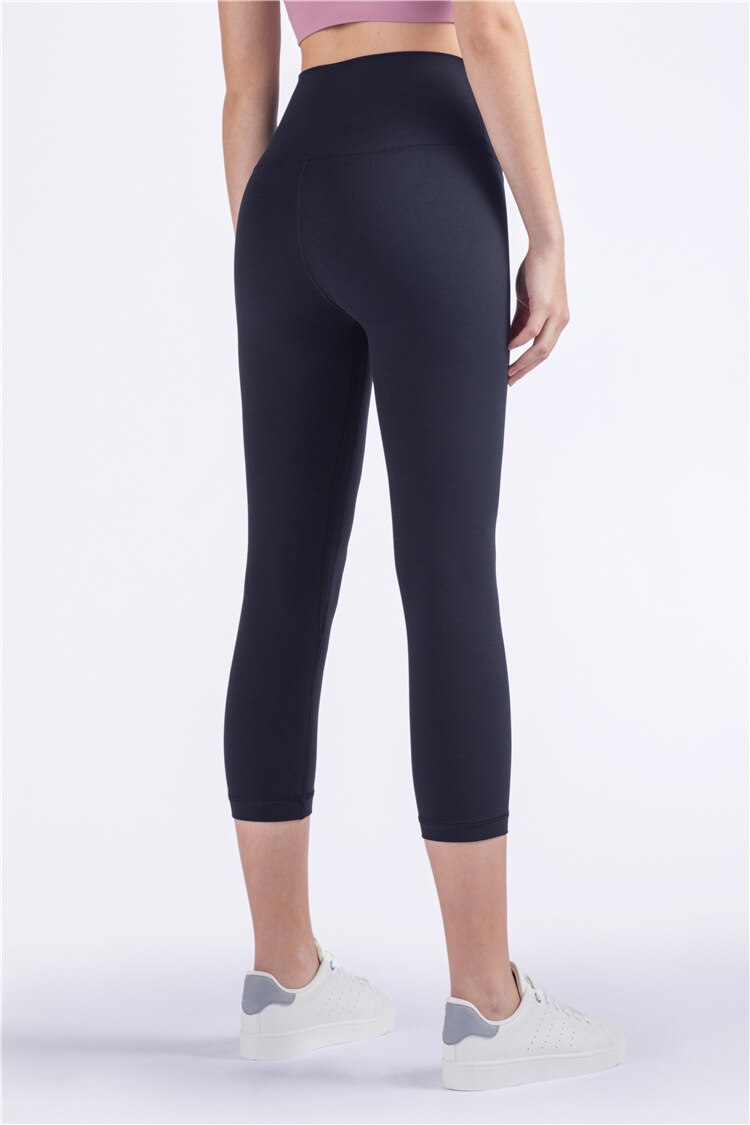 Solid Fitness Athletic Pants Women Sports Capris Yoga Leggings High Elastic Waist Solid Skinny Stretch Tights Seamless | Vimost Shop.