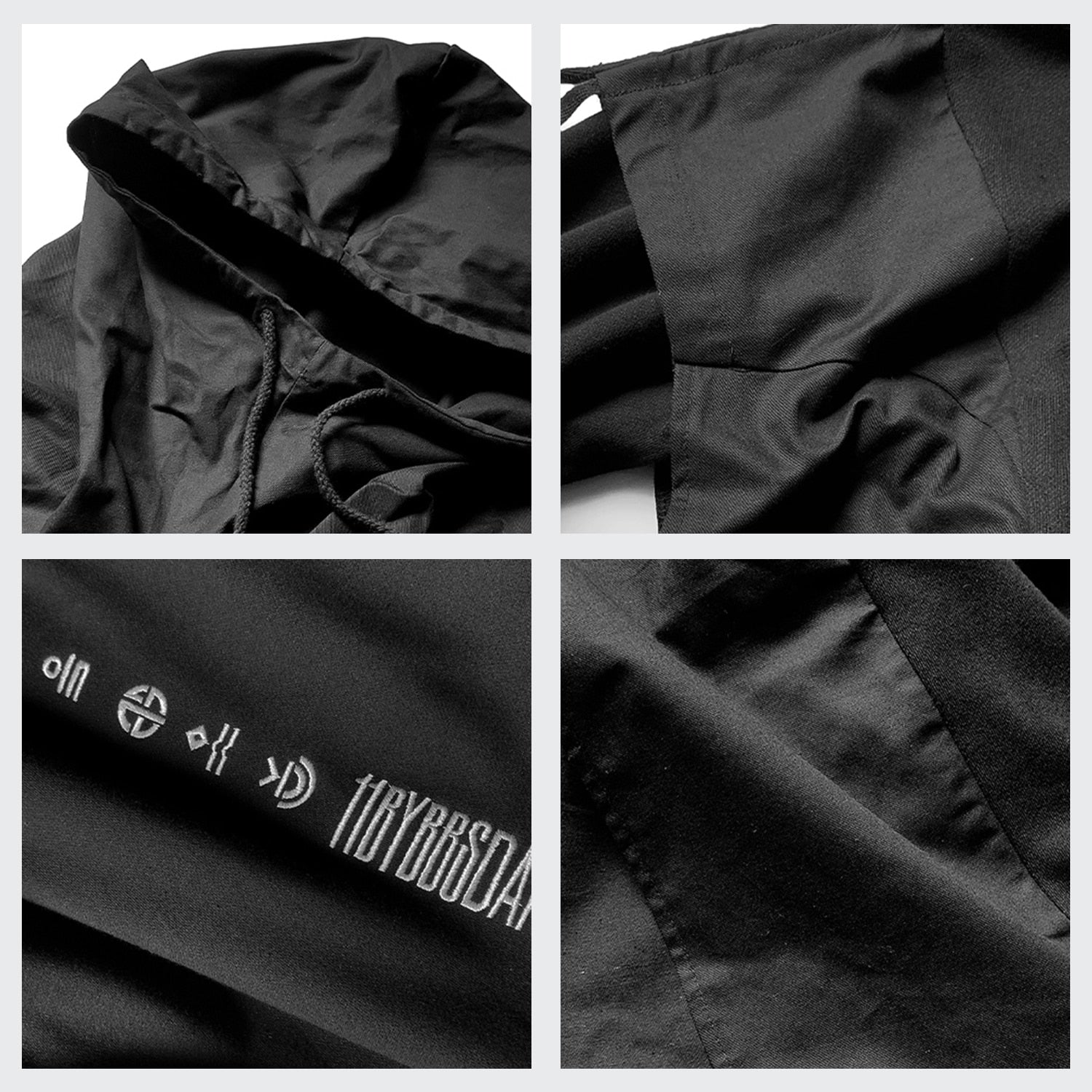 Japanese Streetwear Man Hoodies Hip Hop Embroideried Pullover Patchwork Fake Two Darkwear Tops Techwear Hoodies | Vimost Shop.