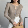 Women Button Up Ribbed Sweater Shirt Cropped Knit Cardigans Korean Knitting Crop Tops Streetwear