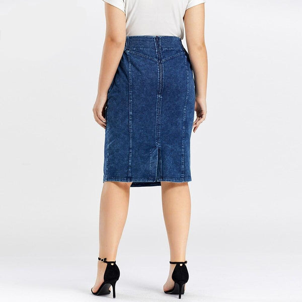 Women's Plus Size Casual Denim Skirt High Flexibility Fashion Skirt Knitted Denim
