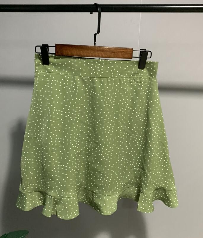 Women Dots Mini Skirt Green White Saia High Waistline Faldas sexy Skirts Summer | Vimost Shop.
