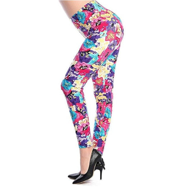 New Rose Flower Printed Leggings Fashion Sexy Women Lady Slim High Elastic Cotton Pants | Vimost Shop.