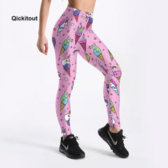 Women Leggings Fashion Workout Fitness High Waist Pants Trousers Stripe Ice cream Cone Printed Lovely Style | Vimost Shop.