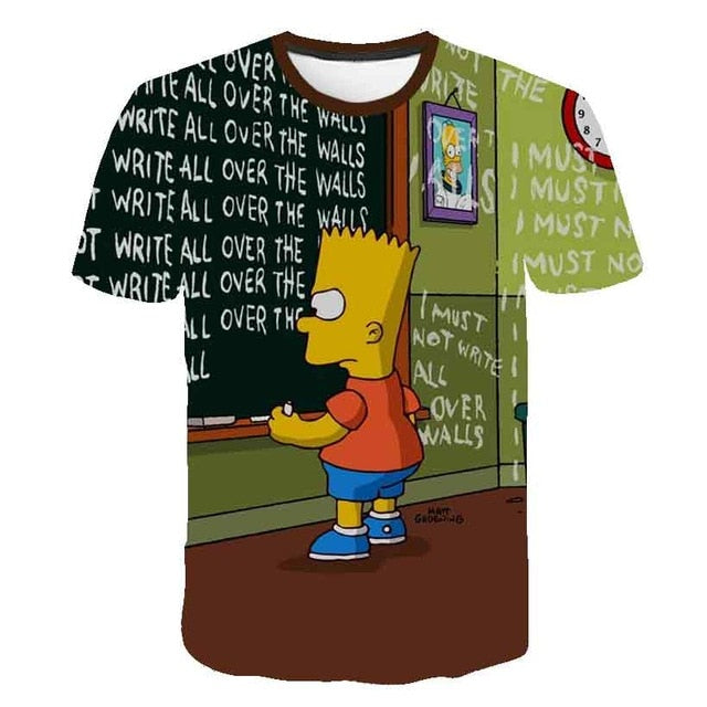 Men and women fat T-shirt Simpson print 3D T-shirt cartoon funny Simpson family T-shirt O-neck short-sleeved casual T-shirt | Vimost Shop.