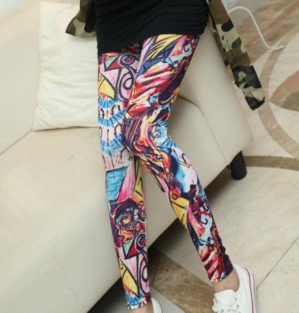 Fashion Girl Legging Spandex Aptitud Print Floral Leggings Leggins Milk Silk | Vimost Shop.