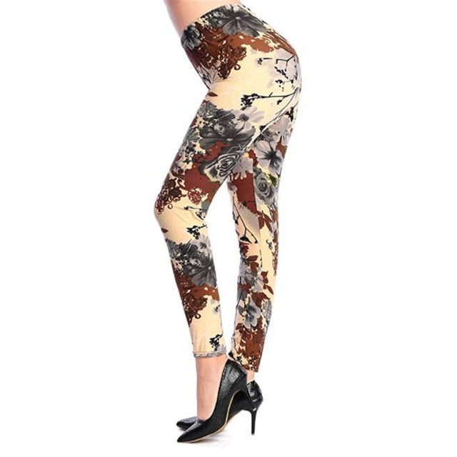 Fashion Girl Legging Spandex Aptitud Print Floral Leggings Leggins Milk Silk | Vimost Shop.
