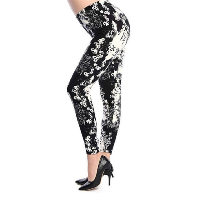 Fashion Girl Legging Spandex Aptitud Print Floral Leggings Leggins Milk Silk | Vimost Shop.