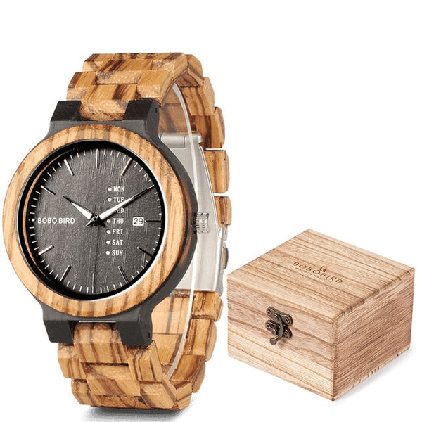 Wood Watch Men Wristwatches Quartz Movement Calendar Week Display in Gift Box erkek kol saati | Vimost Shop.
