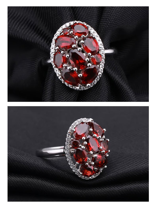 925 Sterling Silver Cocktail Ring Natural Red Garnet Gemstone Engagement Rings For Women Fine Jewelry | Vimost Shop.
