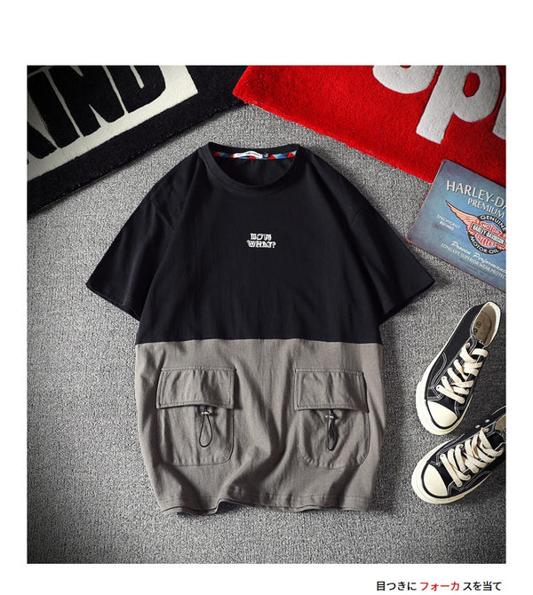 Men's Cotton Fashion T-shirt Mens Summer Patchwork Tshirts 5XL Casual T shirt With Pocket Tee Man Oversized Top & Tee Streetwear | Vimost Shop.