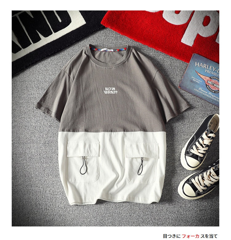 Men's Cotton Fashion T-shirt Mens Summer Patchwork Tshirts 5XL Casual T shirt With Pocket Tee Man Oversized Top & Tee Streetwear | Vimost Shop.