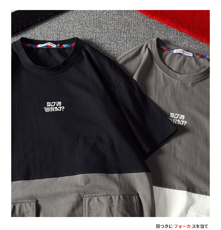 Men's Cotton Fashion T-shirt Mens Summer Patchwork Tshirts 5XL Casual T shirt With Pocket Tee Man Oversized Top & Tee Streetwear | Vimost Shop.