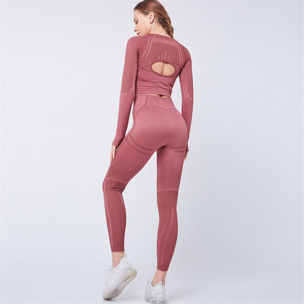 Yoga Set Seamless Ensemble Sexy Thumb Hole Sport Suit Women | Vimost Shop.