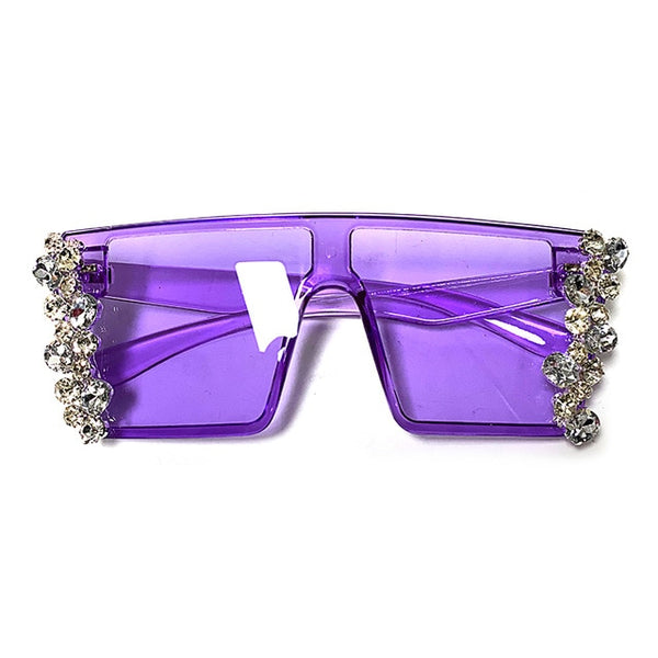 Oversized Diamond Square Sunglasses Women Luxury Brand vintage Flat Top Pink Black Rhinestone One Piece Men Gafas Shades UV400 | Vimost Shop.