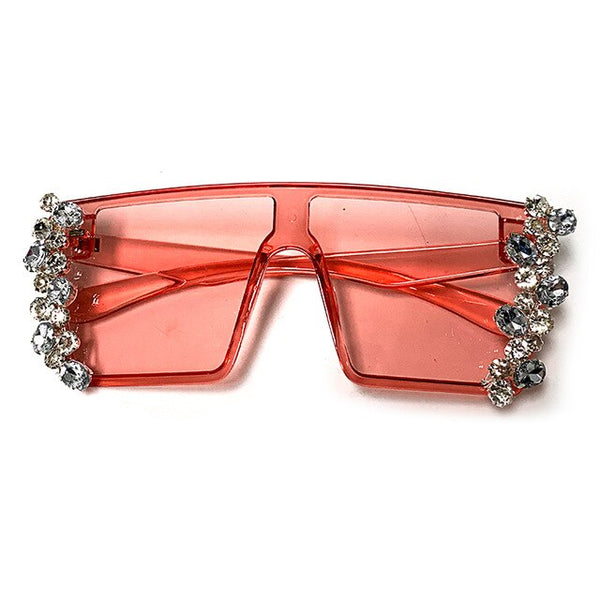Oversized Diamond Square Sunglasses Women Luxury Brand vintage Flat Top Pink Black Rhinestone One Piece Men Gafas Shades UV400 | Vimost Shop.
