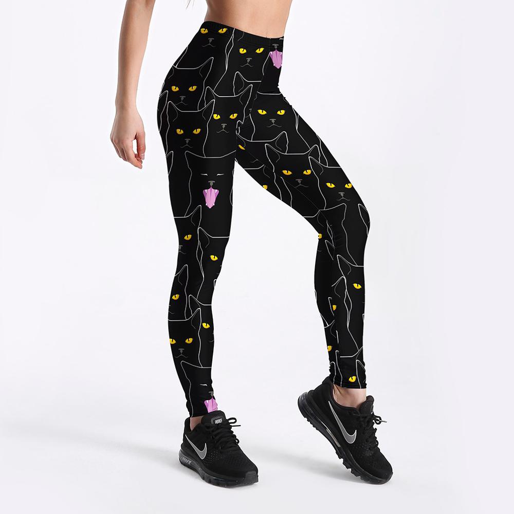 Summer Style Fitness Women Leggings Black Cute Cats Printed Leggings Slim Workout Leggings Ankel Length Pants | Vimost Shop.