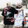 Mens Hip Hop T Shirts Pink Floral Crane Streetwear Tshirt Harajuku Summer Short Sleeve | Vimost Shop.