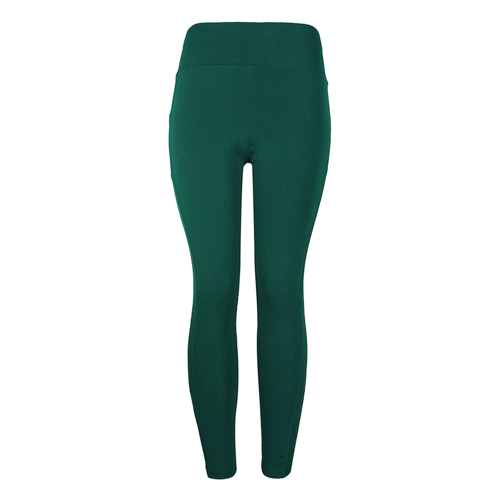 Solid Running Pants High Waist Fitness Yoga Pants With Pocket Tights Women Yoga Sport Trousers Training Workout leggings | Vimost Shop.