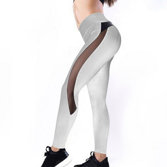 Full Length Workout Leggings With Pocket Women High Waist Mesh Patchwork Yoga Pants Fitness Gym Exercise Sport Pants | Vimost Shop.