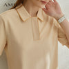 Minimalism Spring Summer Solid Basic Polo Women Tshirt Causal Fashion | Vimost Shop.