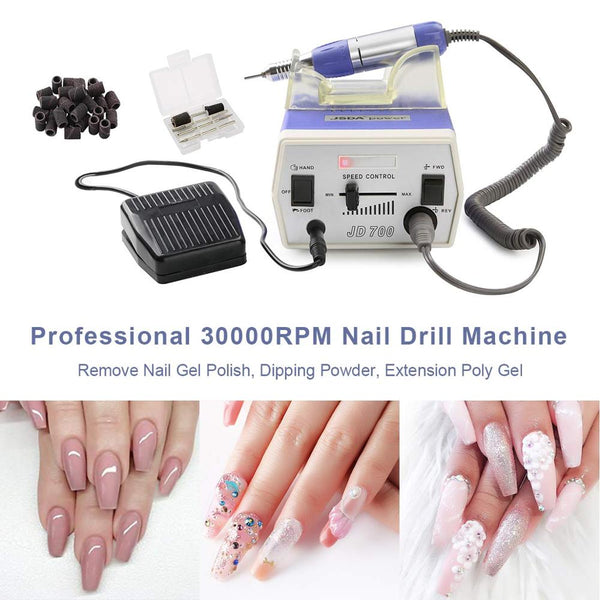 30000RPM JD700 Electric Nail Drill Machine Foot Pedal Acrylic Bits Set High-Speed Bearings Low Heat Low Noise | Vimost Shop.