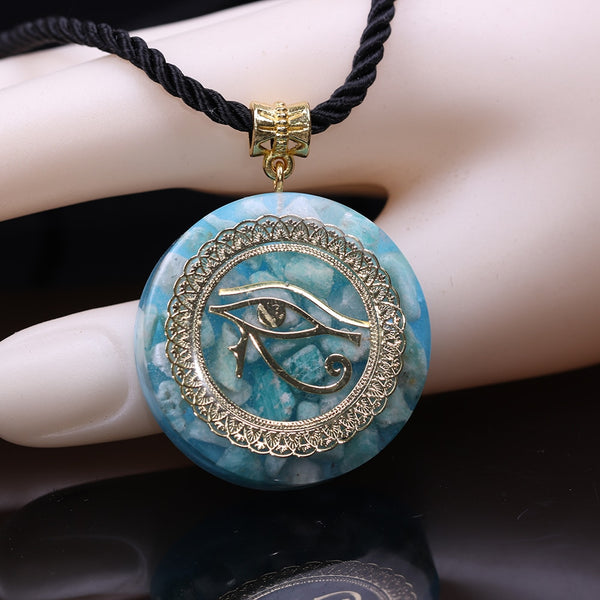 Orgonite Energy Pendant Orgone Amazon Stone Necklace Horus Eye All-Seeing Eyes Devil's Eye Necklace Amulet Magnetic Jewelry | Vimost Shop.