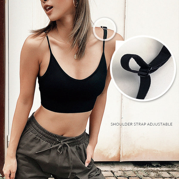 Women Strap Sports Bra with Pad High Impact Push Up Seamless Crop Top | Vimost Shop.