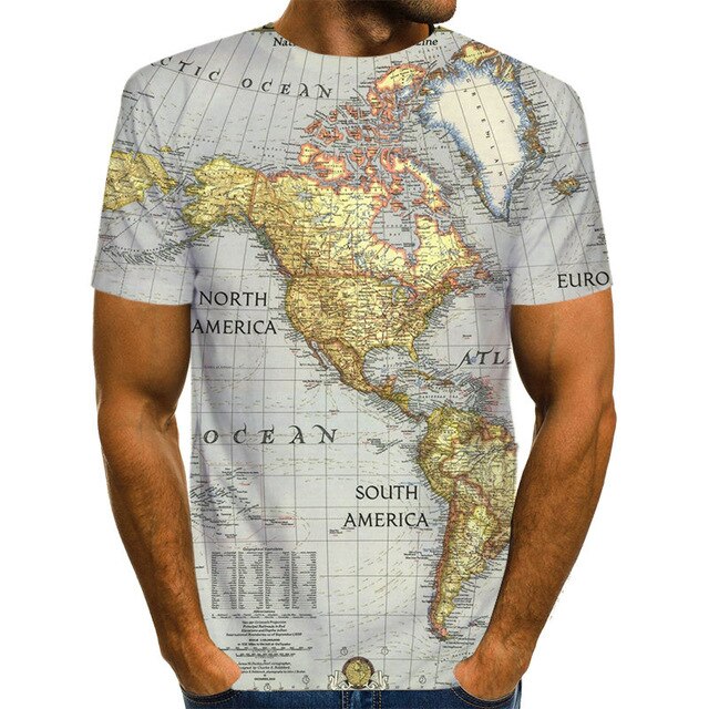 World Map T-shirt Funny T Shirts Summer Fashion Anime Tshirt 3D T Shirt Mens Clothing Tops Tees 2020 New Fashion | Vimost Shop.