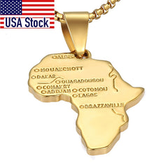 Trendsmax Africa Map Gold Pendant Necklace for Men Women Fashion African Map Pendant Hip Hop Dropshipping Jewelry Ethiopian GP56